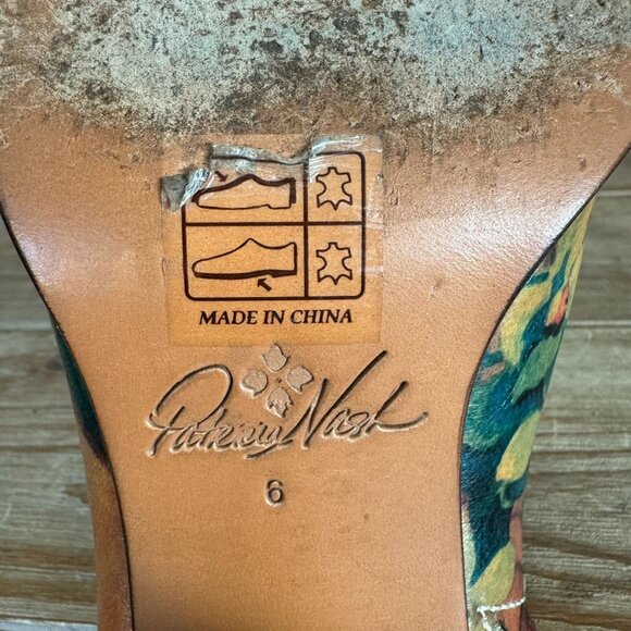 Patricia Nash NICIA Multi Color Oil Paint Floral Print Block Heel Mules Size 8 - Picture 13 of 13